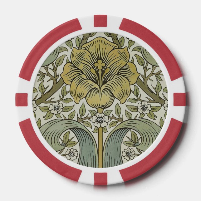 William Morris Spring Thicket Classic Muster Pokerchips (Vorderseite)