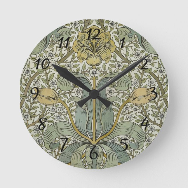 William Morris Spring Thicket Classic Muster Runde Wanduhr (Vorderseite)