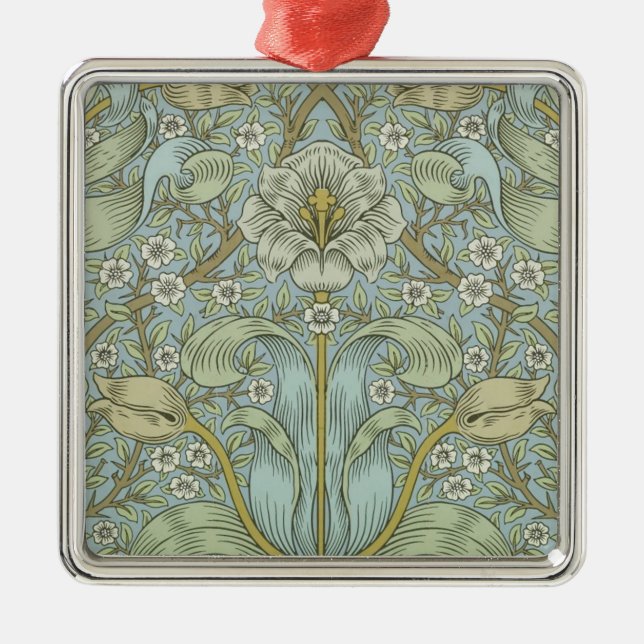 William Morris Spring Thicket Classic Muster Silbernes Ornament (Vorne)