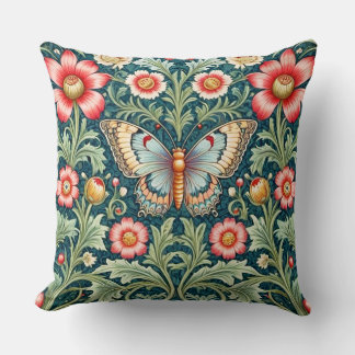 William Morris Stil Blumen- und Schmetterlingskiss Kissen