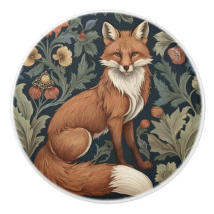 William Morris Stil Floral Right Facing Fox Keramikknauf