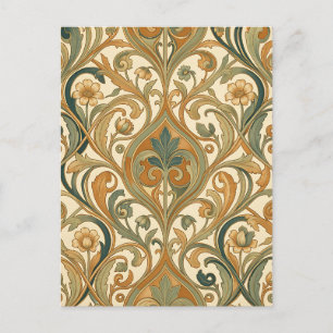 William Morris Stil Goldenes Weinreben-Blumenmuste Postkarte