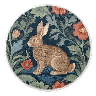 William Morris-Stil Rabbit Links gegenüber Floral Keramikknauf