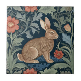 William Morris Stil Rabbit Right Facing Floral Fliese