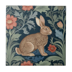William Morris Stil Rabbit Right Facing Floral Fliese