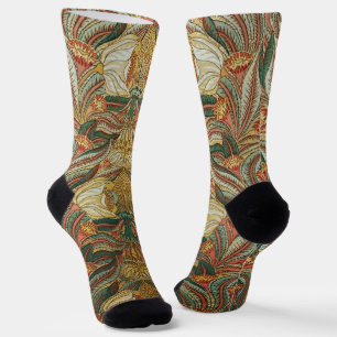 William Morris Stil Rosa Grüne Botanik Socken