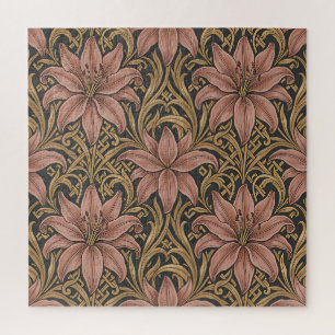 William Morris Stil Rosa Lilie Blumenmuster Dunkel
