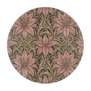 William Morris Stil Rosa Lilie Blumenmuster Dunkel Schneidebrett