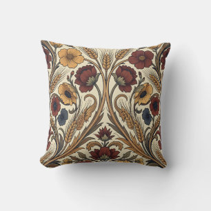 William Morris Stil Rot Gold Weizen Blumenmuster Kissen