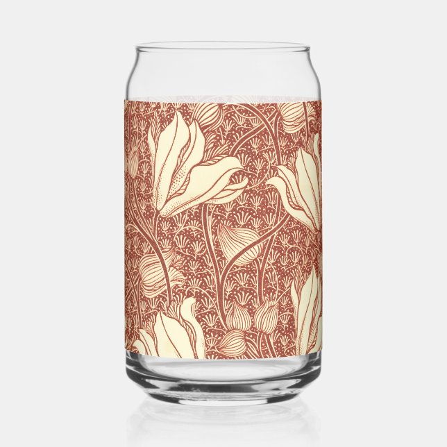 William Morris Stil Roter Lilie Blumenmuster Dosenglas (Vorderseite)