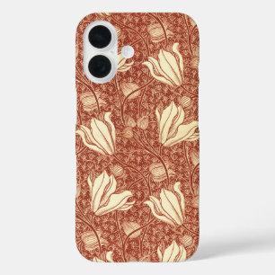 William Morris Stil Roter Lilie Blumenmuster iPhone 16 Hülle