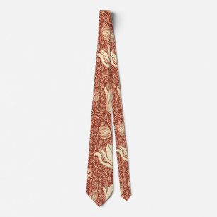 William Morris Stil Roter Lilie Blumenmuster Krawatte