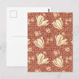 William Morris Stil Roter Lilie Blumenmuster Postkarte
