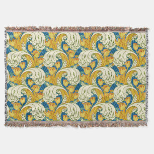 William Morris Stil Türkis & Gold Tulpen Blumen Ku Decke