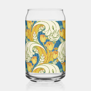 William Morris Stil Türkis & Gold Tulpen Blumen Ku Dosenglas