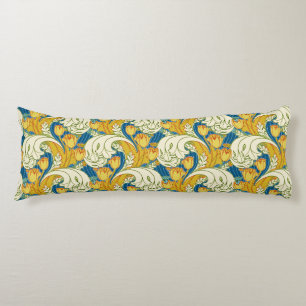William Morris Stil Türkis & Gold Tulpen Blumen Ku Seitenschläferkissen