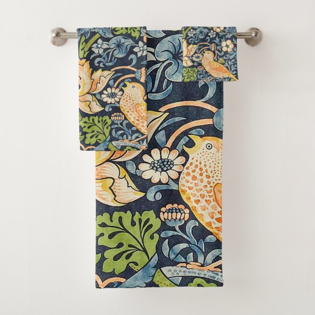 William Morris Strawberry Dieb Blumenmuster Badhandtuch Set (Insitu)