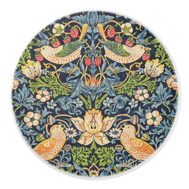 William Morris Strawberry Dieb Blumenmuster Keramikknauf (Vorderseite)