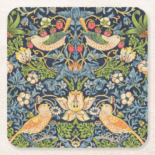 William Morris Strawberry Dieb Blumenmuster Rechteckiger Pappuntersetzer