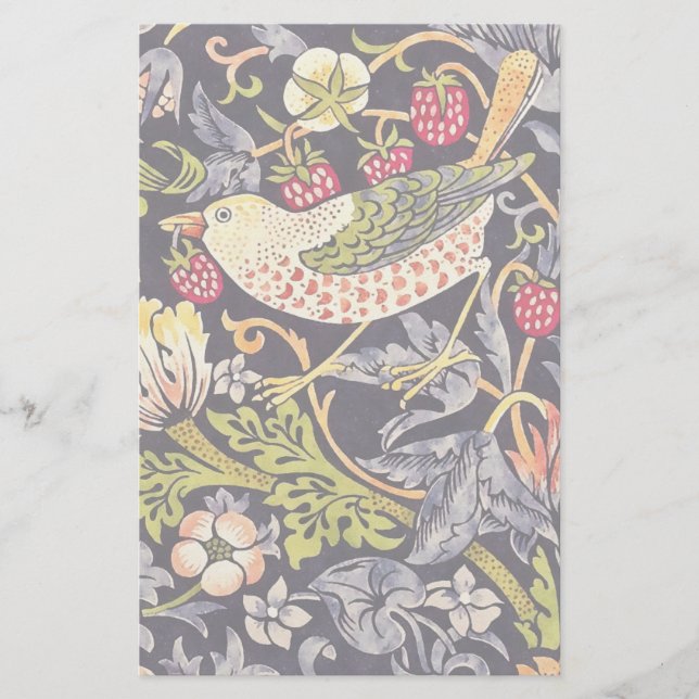 William Morris Strawberry Diief Floral Art Nouveau Briefpapier (Vorderseite)