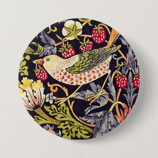 William Morris Strawberry Diief Floral Art Nouveau Button (Vorderseite)
