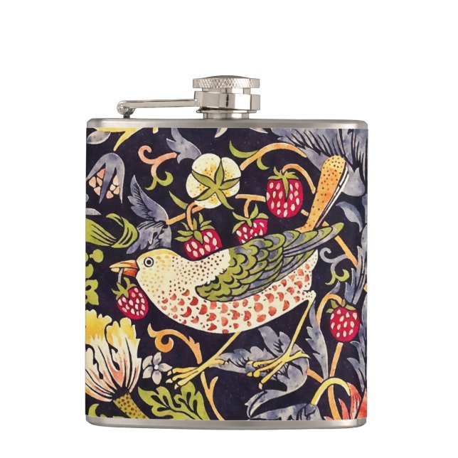 William Morris Strawberry Diief Floral Art Nouveau Flachmann (Vorderseite)