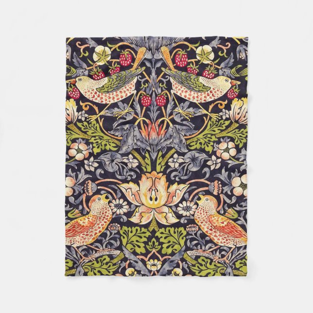 William Morris Strawberry Diief Floral Art Nouveau Fleecedecke (Vorderseite)
