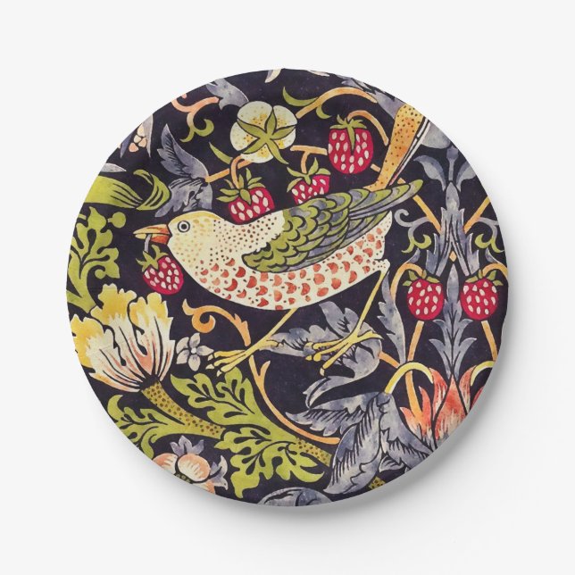 William Morris Strawberry Diief Floral Art Nouveau Pappteller (Vorderseite)