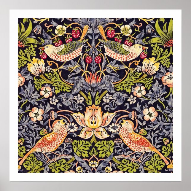 William Morris Strawberry Diief Floral Art Nouveau Poster (Vorne)