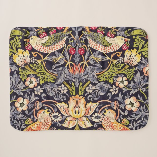 William Morris Strawberry Diief Floral Art Nouveau Sherpadecke (Vorderseite (Horizontal))