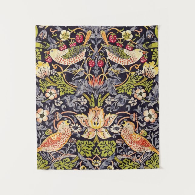 William Morris Strawberry Diief Floral Art Nouveau Wandteppich (Vorderseite)