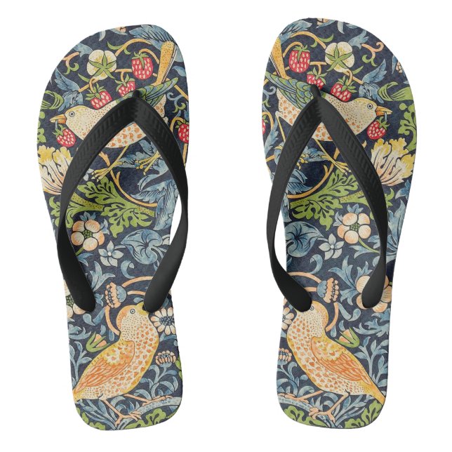 William Morris Strawberry Diief Floral Pattern Flip Flops (Fußbett)