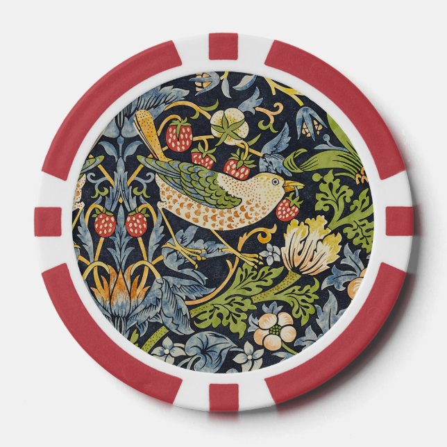 William Morris - Strawberry Diief Floral Pattern Pokerchips (Vorderseite)