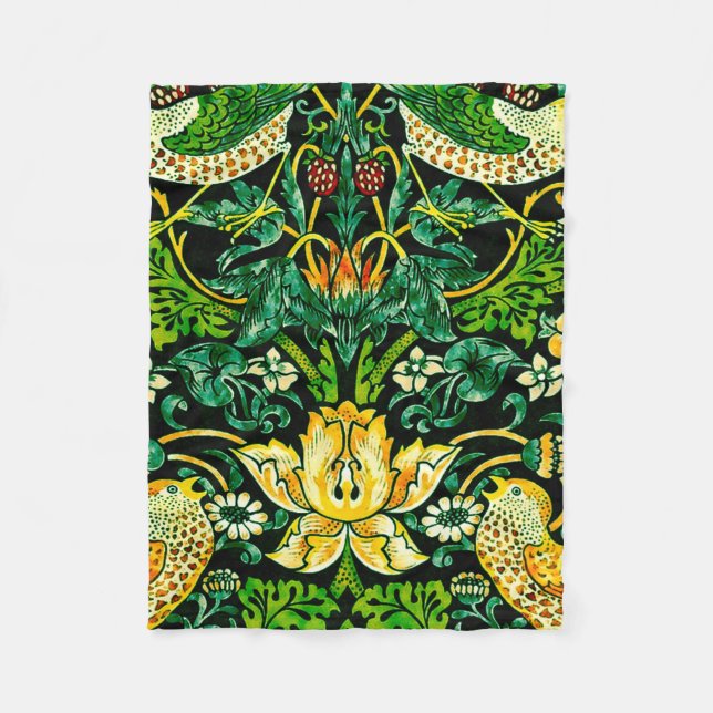 William Morris Strawberry Diief Green und Orange Fleecedecke (Vorderseite)