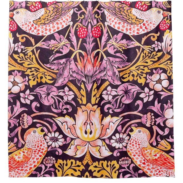 William Morris Strawberry Diief Lila Version Duschvorhang (Vorderseite)