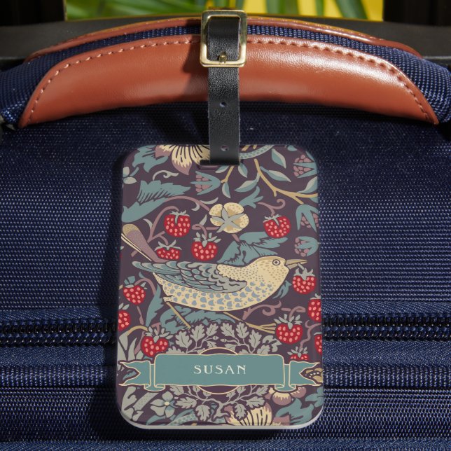 William Morris Strawberry Diief Luggage Tag Gepäckanhänger (Vorderseite Insitu 2)