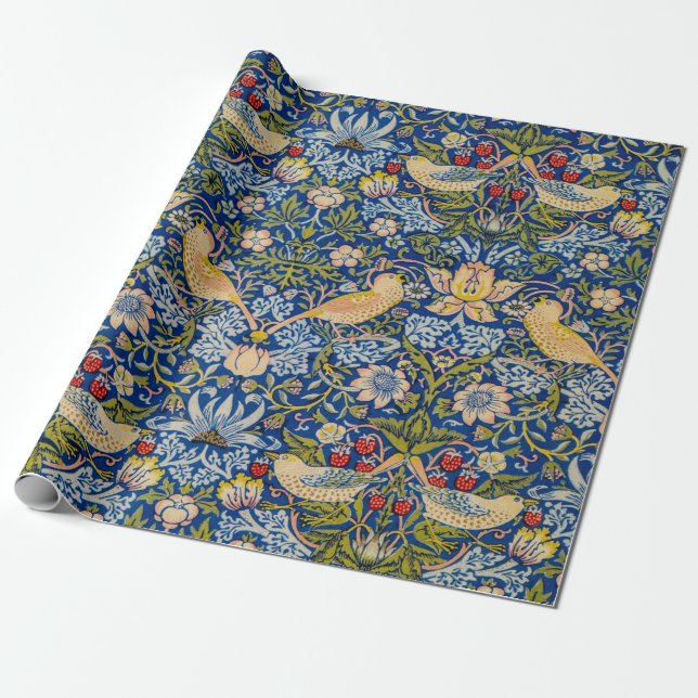 William Morris Strawberry Diief Vogel Geschenkpapier (Ungerollt)