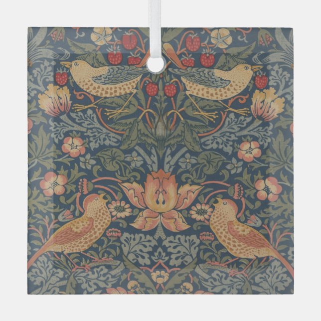 William Morris Strawberry Dives Birds Ornament Aus Glas (Vorderseite)