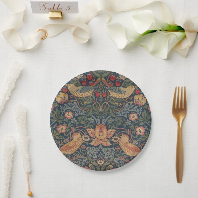 William Morris Strawberry Dives Birds Pappteller (Hochzeit)
