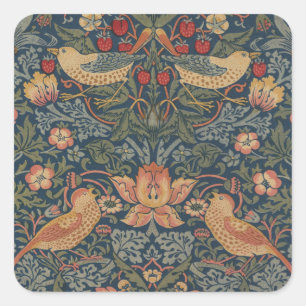 William Morris Strawberry Dives Birds Quadratischer Aufkleber