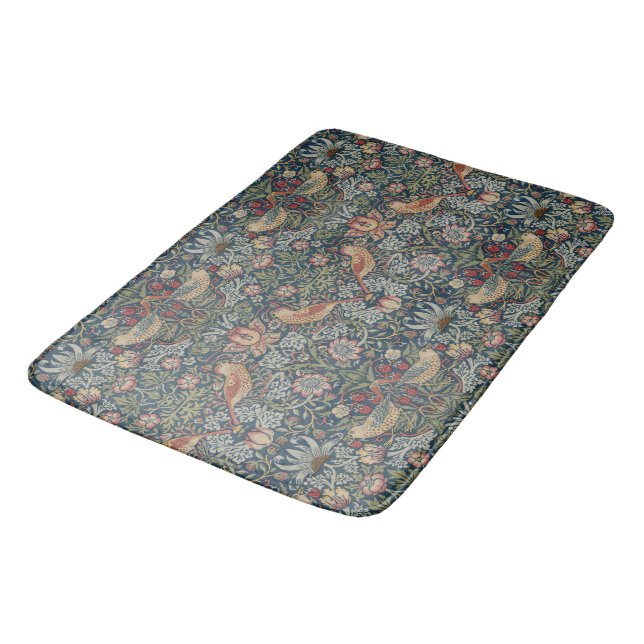 William Morris: Strawberry Thief Bath Mat Badematte (Schrägansicht)