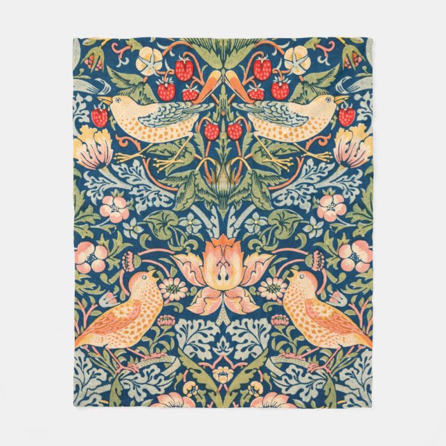 William Morris Strawberry Thief Design Fleecedecke (Vorderseite)