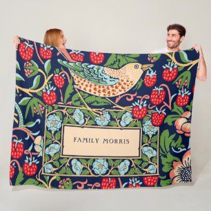 William Morris Strawberry Thief Fliesfleece-Decke Fleecedecke