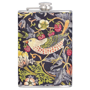 William Morris Strawberry Thief Floral Art Nouveau Flachmann