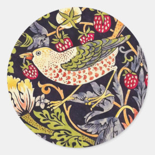 William Morris Strawberry Thief Floral Art Nouveau Runder Aufkleber