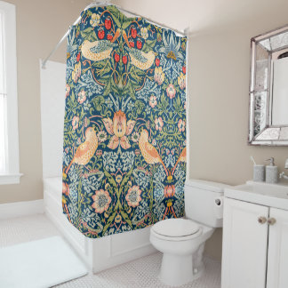 William Morris Strawberry Thief Floral Pattern Duschvorhang