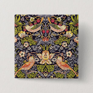 William Morris Strawberry Thief Florale Kunst Neuz Button