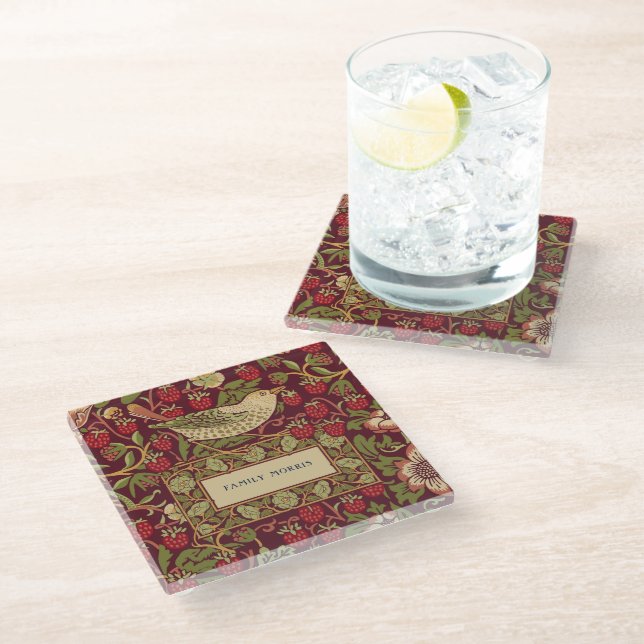William Morris Strawberry Thief Glass Untersetzer (Schrägansicht)