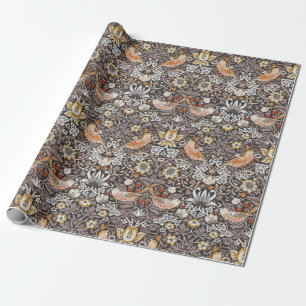 William Morris Strawberry Thief Holzkohle-Ocker Geschenkpapier