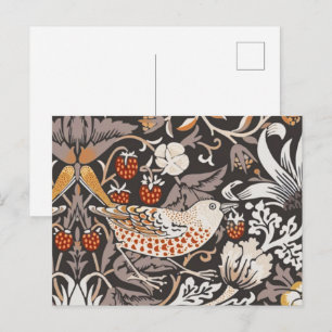 William Morris Strawberry Thief Holzkohle-Ocker Postkarte